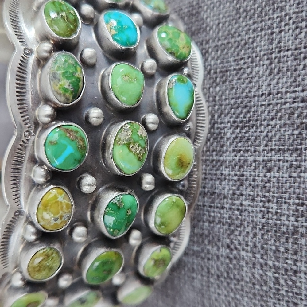 Large NWOT Native American Navajo 24 Turquoise Stone & Sterling Cuff Bracelet💙 - Picture 9 of 16